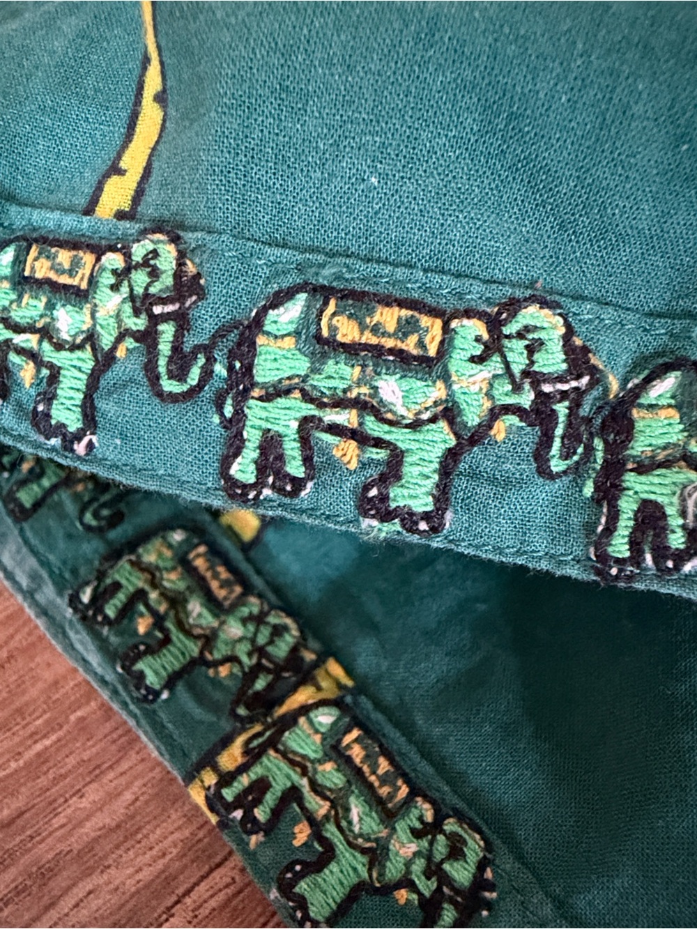 Nimo With Love Organic Cotton Embroidered Dress Green Palm Elephant S - Picture 12 of 12